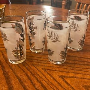 Vintage 1960's Libbey’s Frosted Silver Leaf Juice Glasses